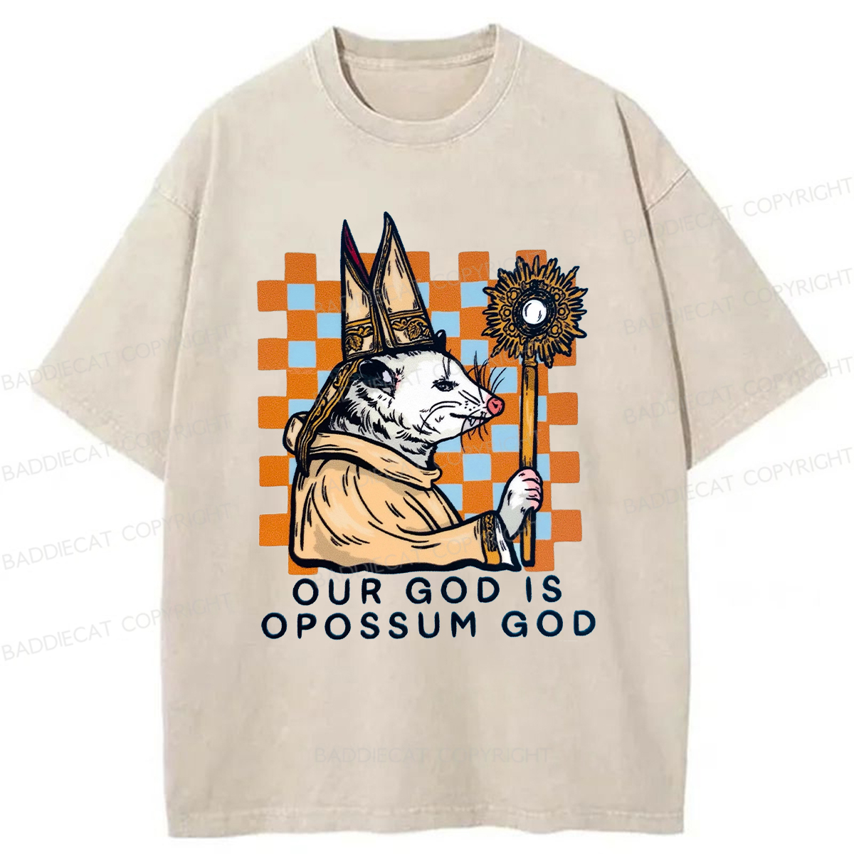 Baddiecat God Of The Possum Washed T-shirt