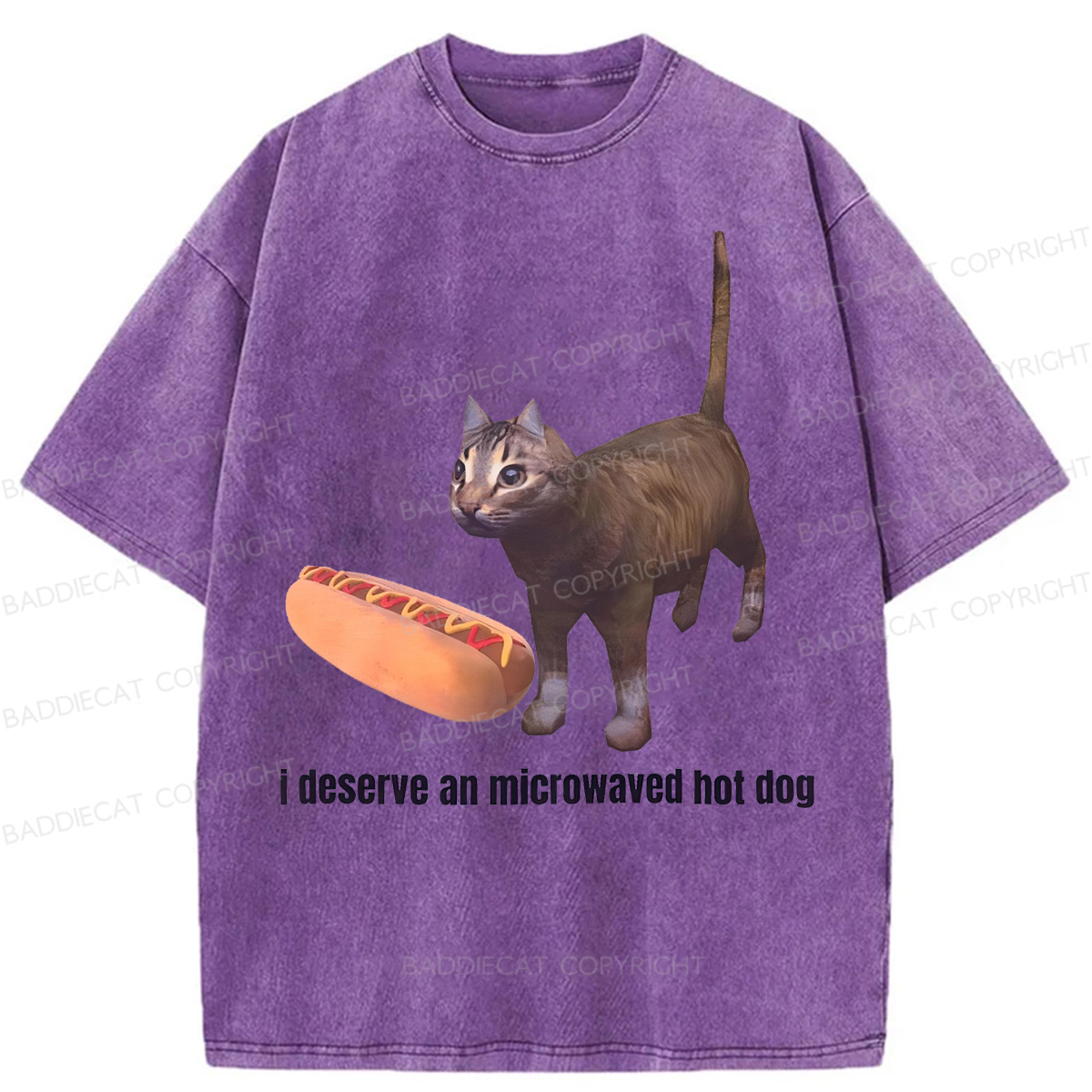 Baddiecat I Deserve An Microwaved Hot Dog Washed T-shirt