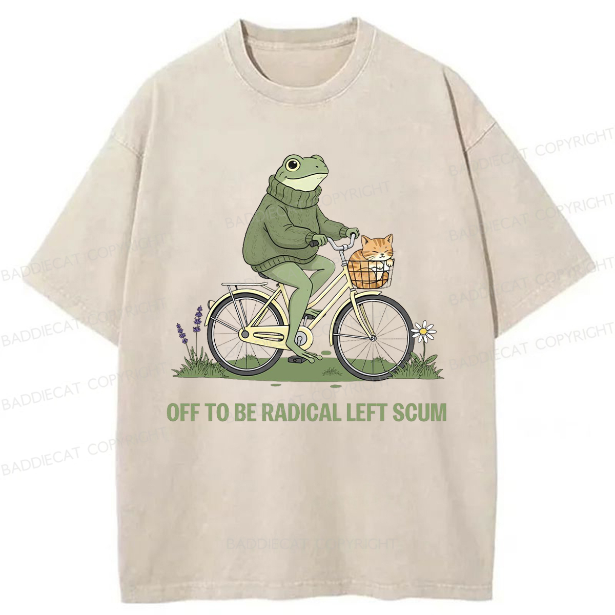 Baddiecat Radical Frog Washed T-shirt