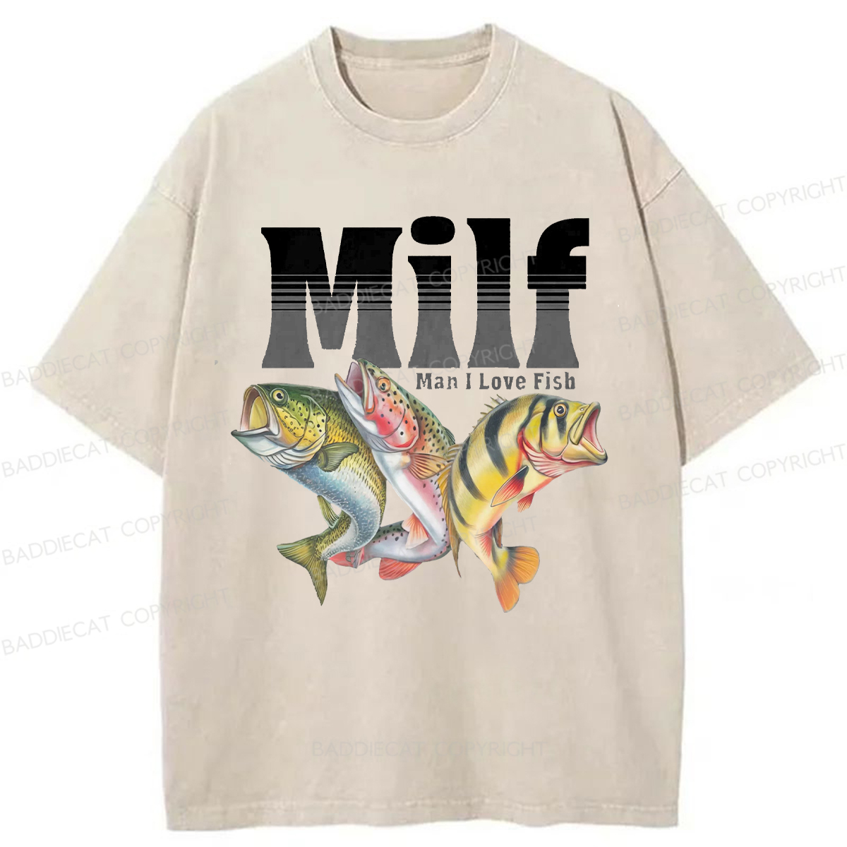 Baddiecat Man I Love Fish Washed T-shirt
