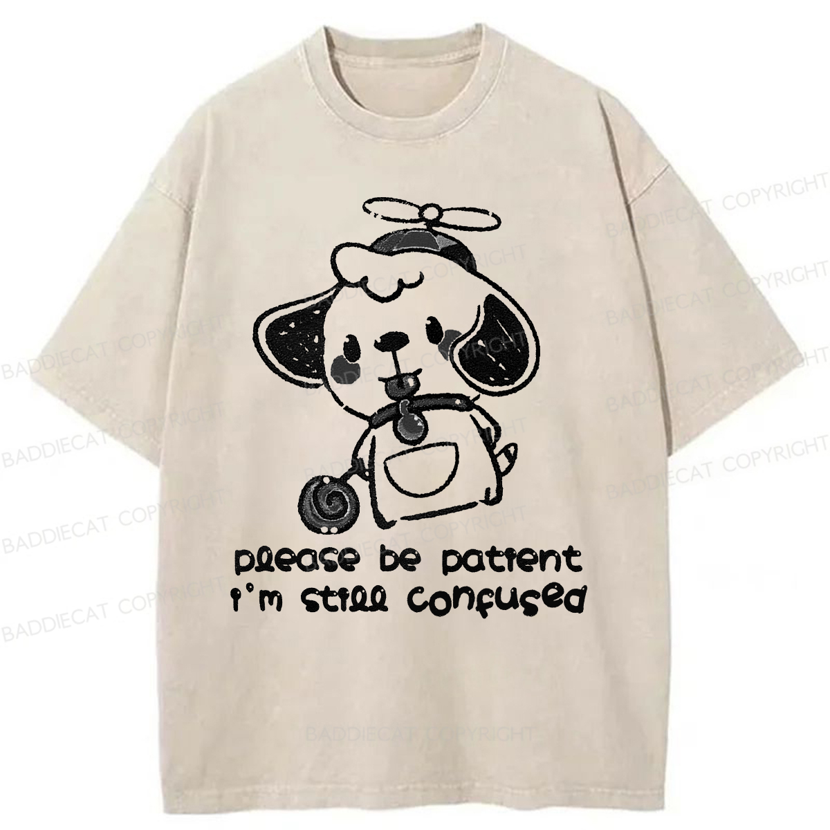Baddiecat Please Be Patient I'm Still Confused Washed T-shirt
