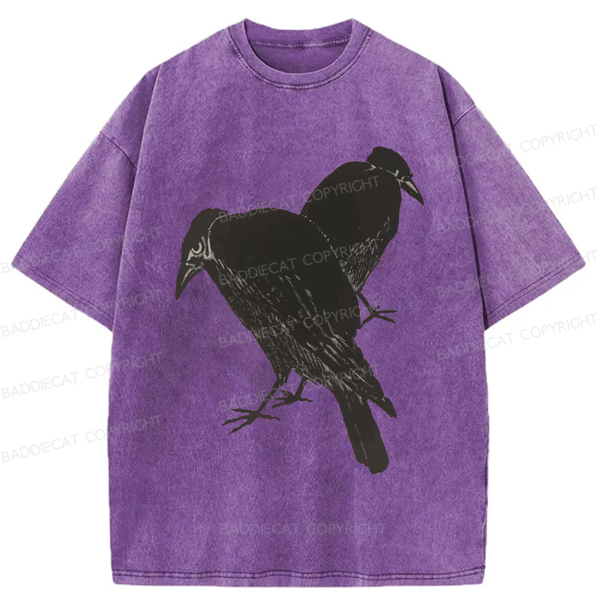 Baddiecat Two Ravens Washed T-shirt