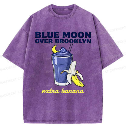 Baddiecat Heated Rivalry Blue Moon Over Brooklyn Extra Banana Washed T-shirt
