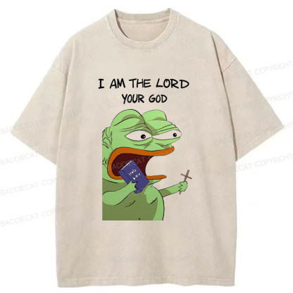 Baddiecat Angry Frog Washed T-shirt