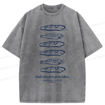 Baddiecat Loaves And Fishes Bible Verse Washed T-shirt