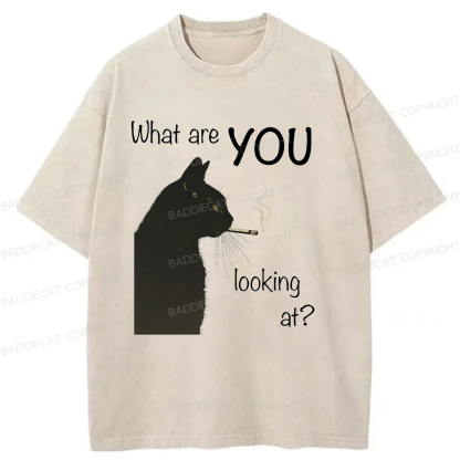 Baddiecat Smoking Cat Washed T-shirt