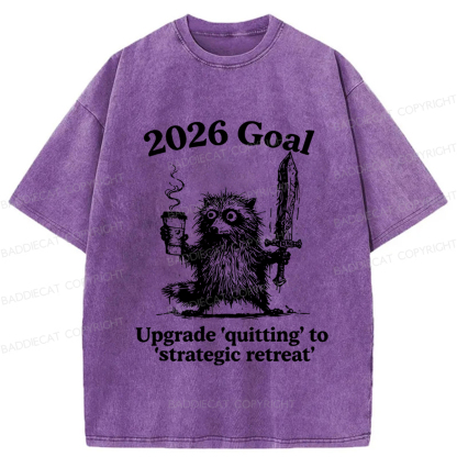 Baddiecat Raccoon 2026's Goals Washed T-shirt