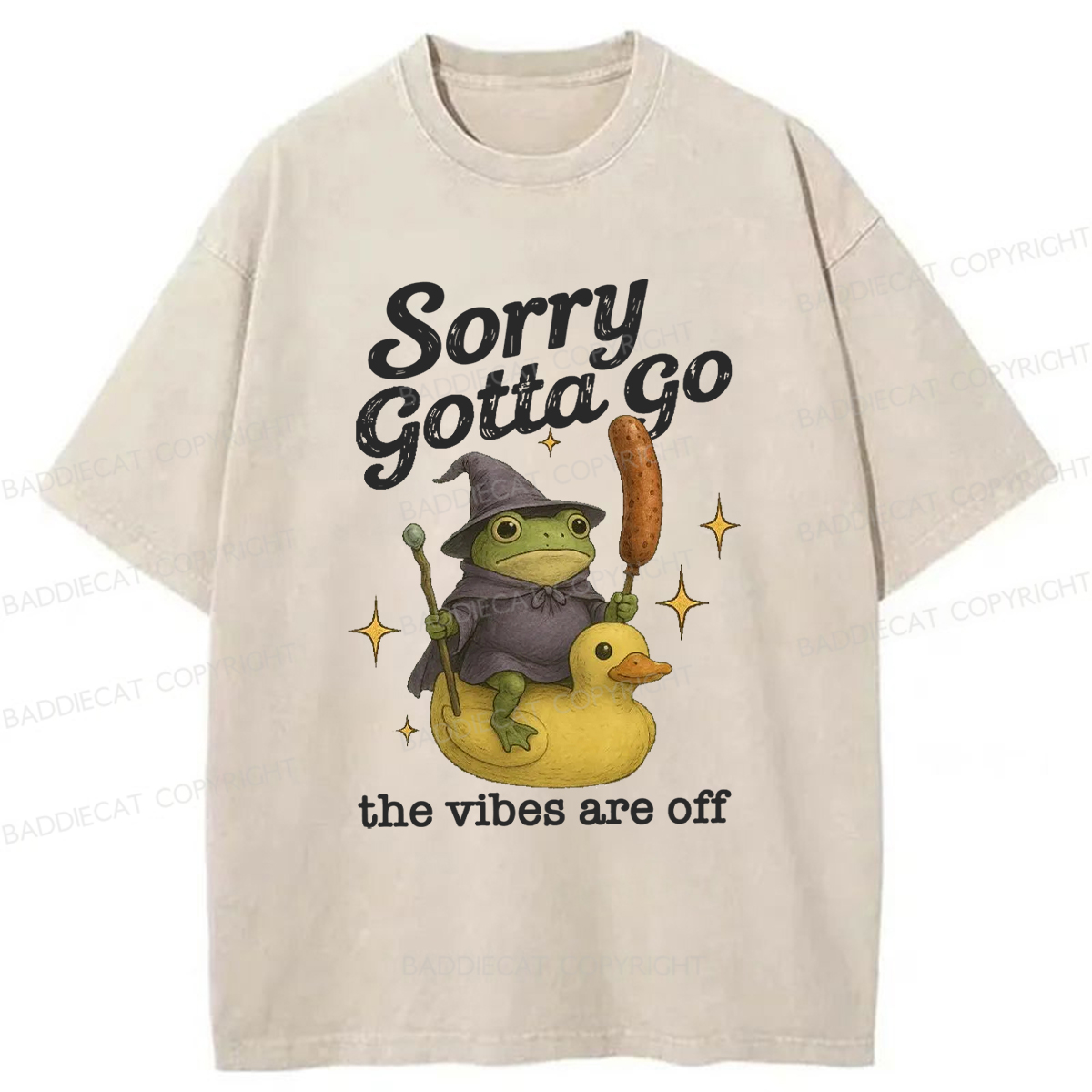 Baddiecat Escape Magic Frog Washed T-shirt