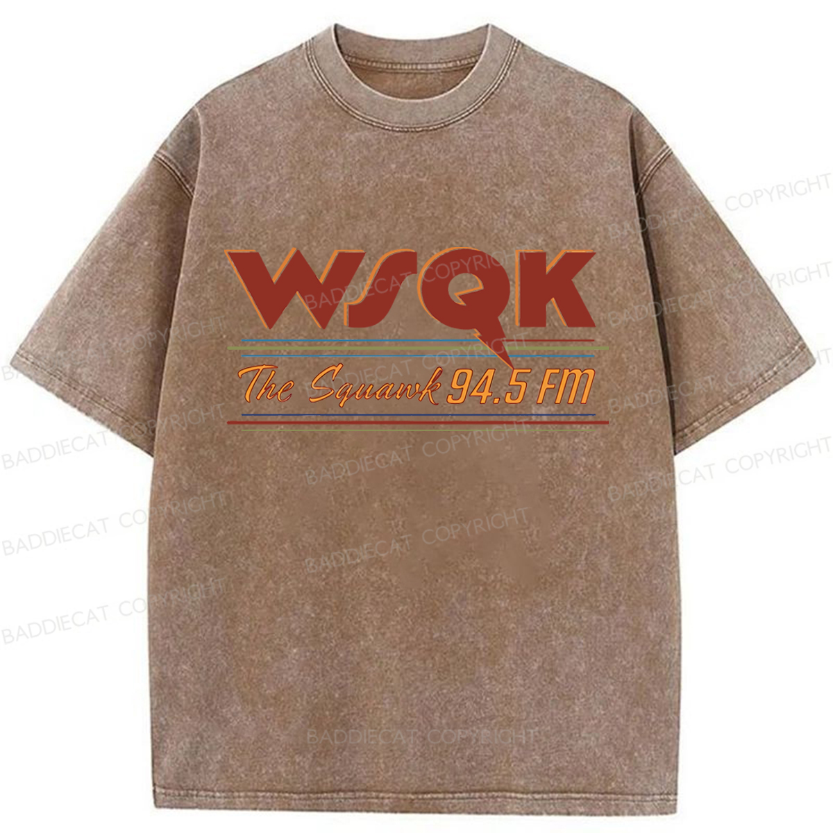 Baddiecat WSQK The Squawk 94.5 FM Retro Washed T-shirt