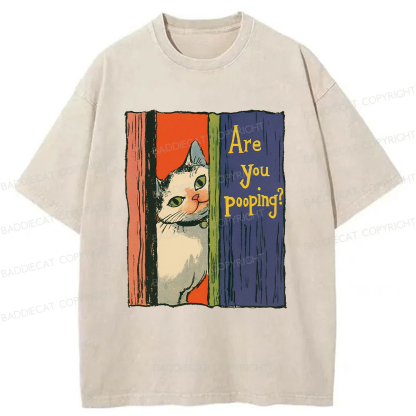Baddiecat Peeping Cat Washed T-shirt