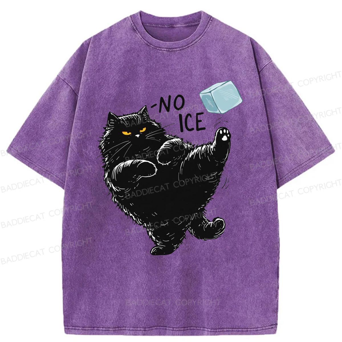 Baddiecat Cat Says NO ICE Washed T-shirt