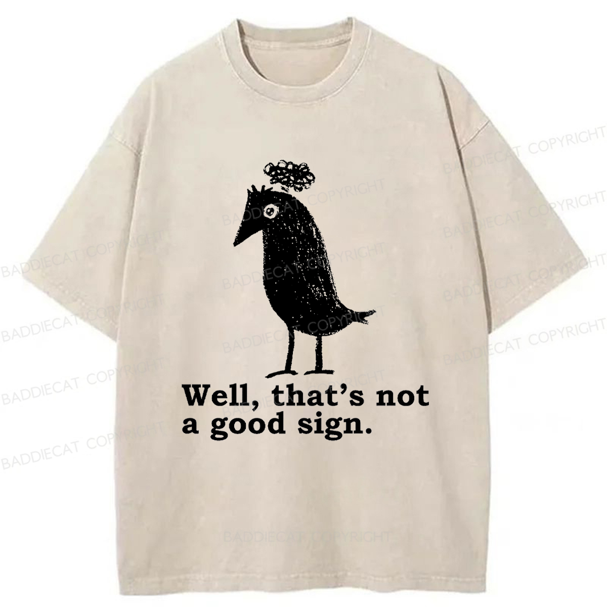 Baddiecat Ominous Raven Washed T-shirt