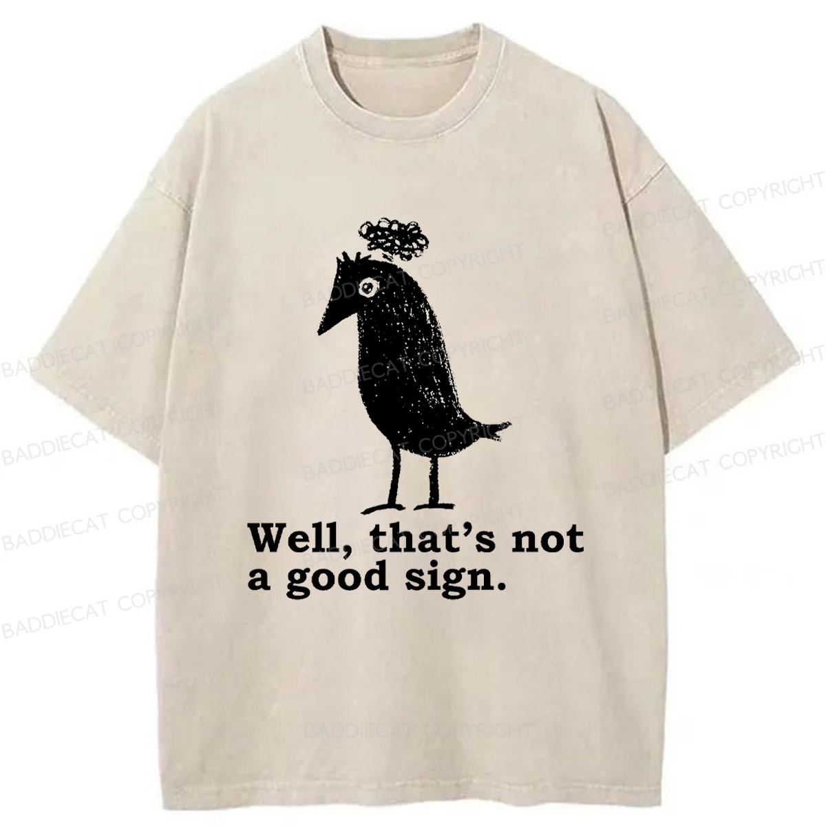 Baddiecat Ominous Raven Washed T-shirt