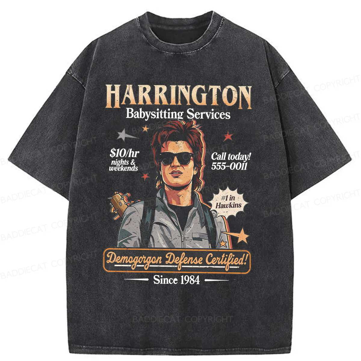 Baddiecat Babysitter Harrington Washed T-shirt