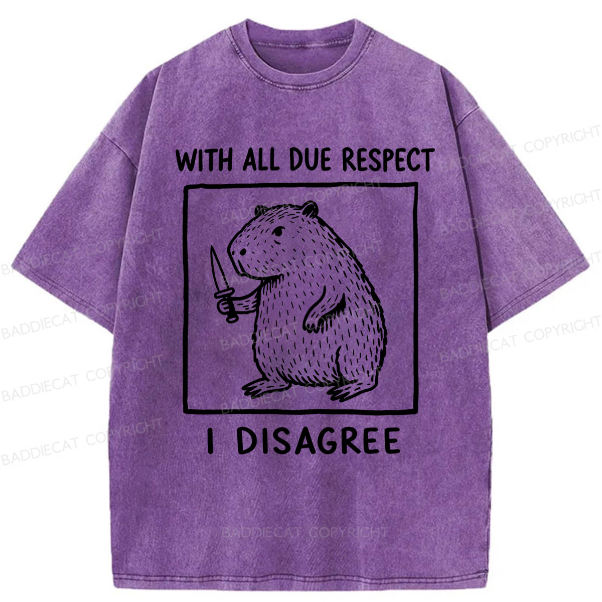 Baddiecat With All Due Respect I Disagree Washed T-shirt