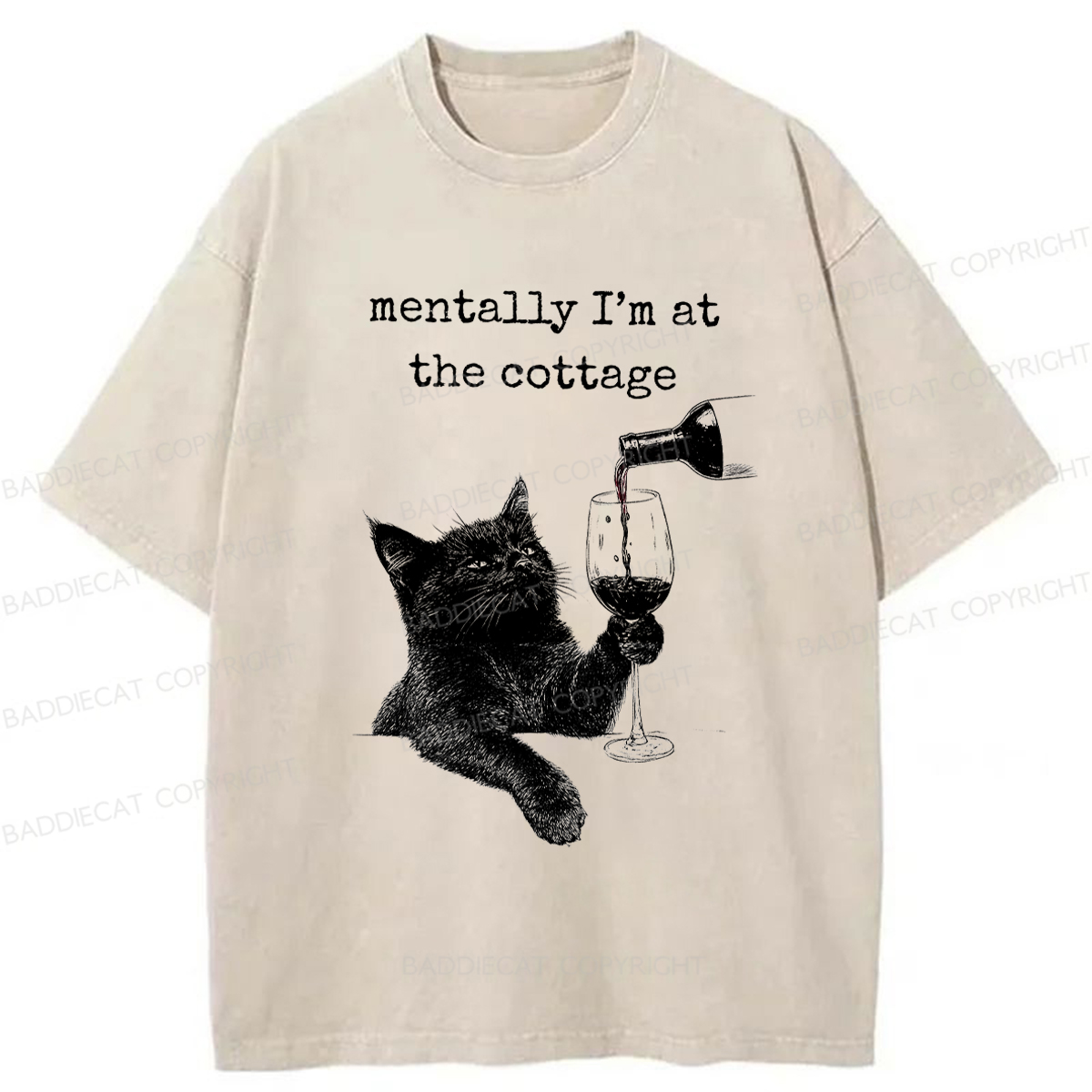 Baddiecat Depressed Black Cat Washed T-shirt