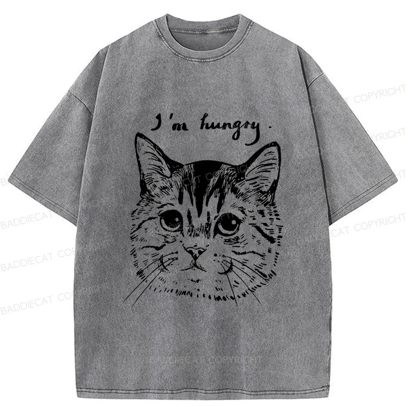 Baddiecat The Cat Hungry Washed T-shirt