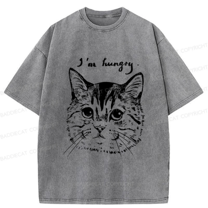 Baddiecat The Cat Hungry Washed T-shirt