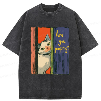Baddiecat Peeping Cat Washed T-shirt