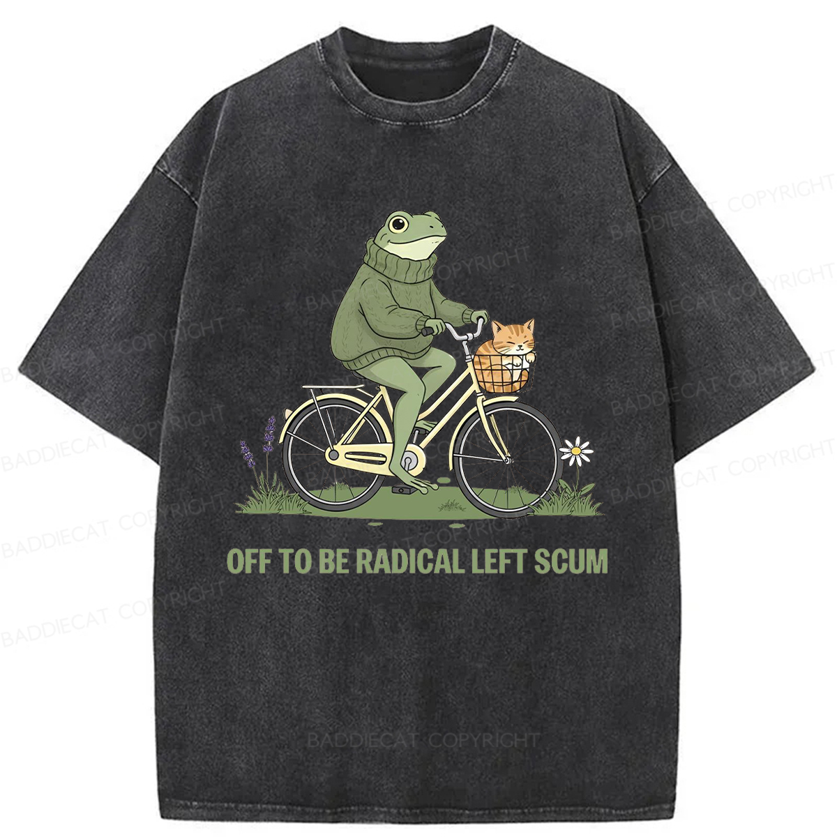 Baddiecat Radical Frog Washed T-shirt