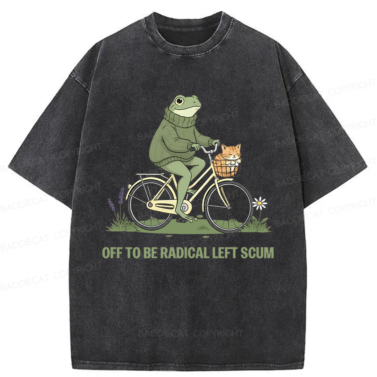 Baddiecat Radical Frog Washed T-shirt