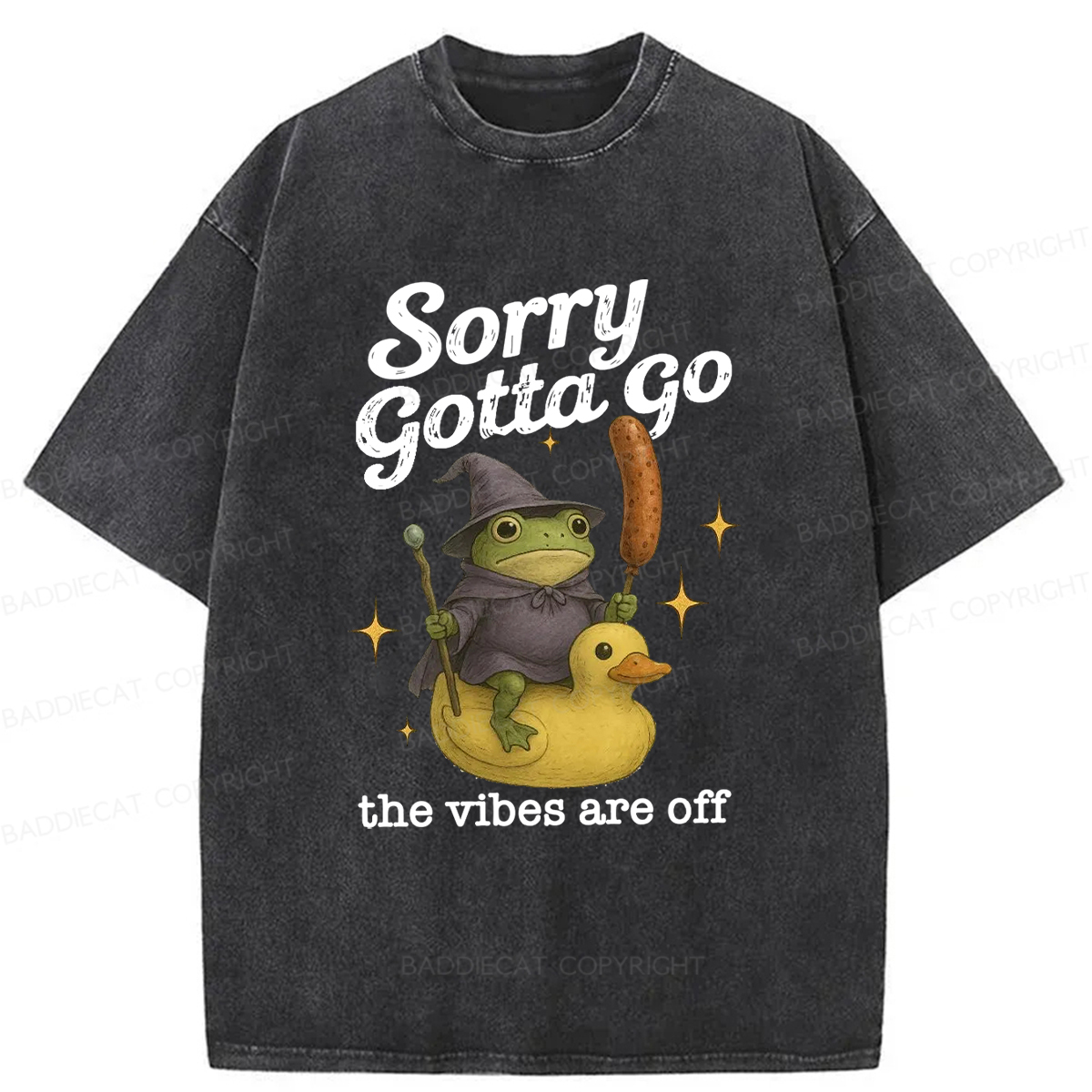 Baddiecat Escape Magic Frog Washed T-shirt