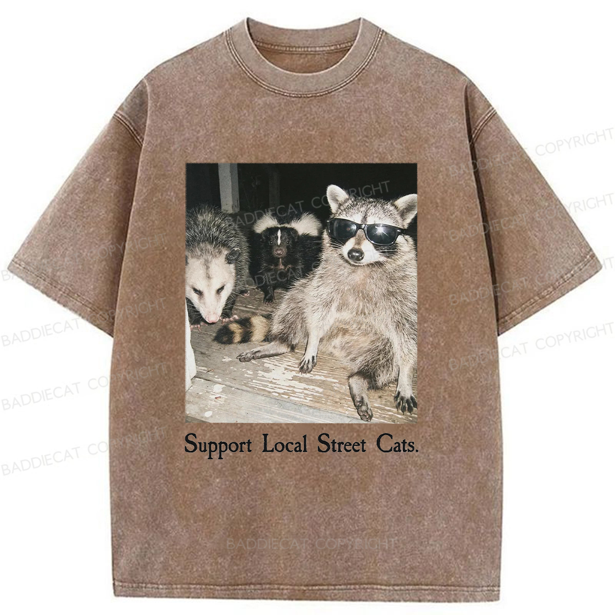 Baddiecat Support Local Street Cats Washed T-shirt