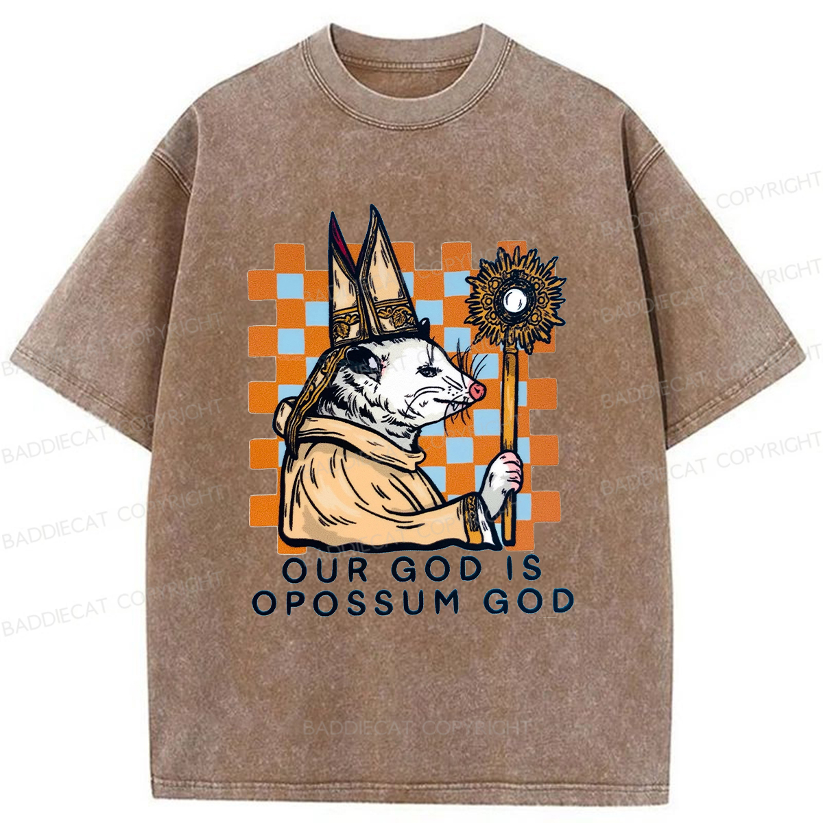 Baddiecat God Of The Possum Washed T-shirt