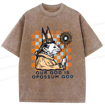 Baddiecat God Of The Possum Washed T-shirt