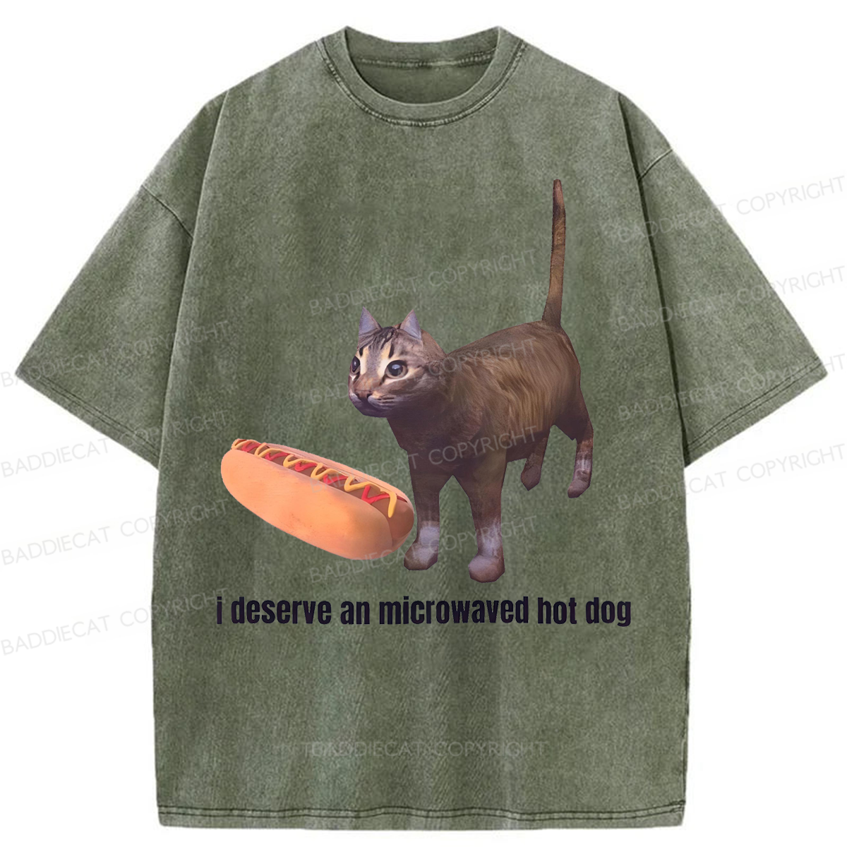 Baddiecat I Deserve An Microwaved Hot Dog Washed T-shirt