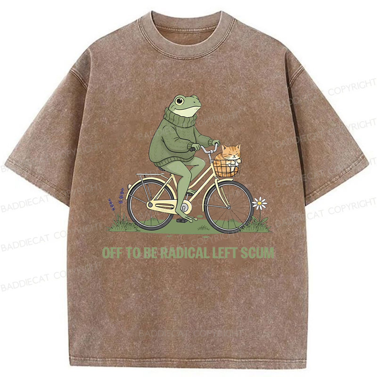 Baddiecat Radical Frog Washed T-shirt