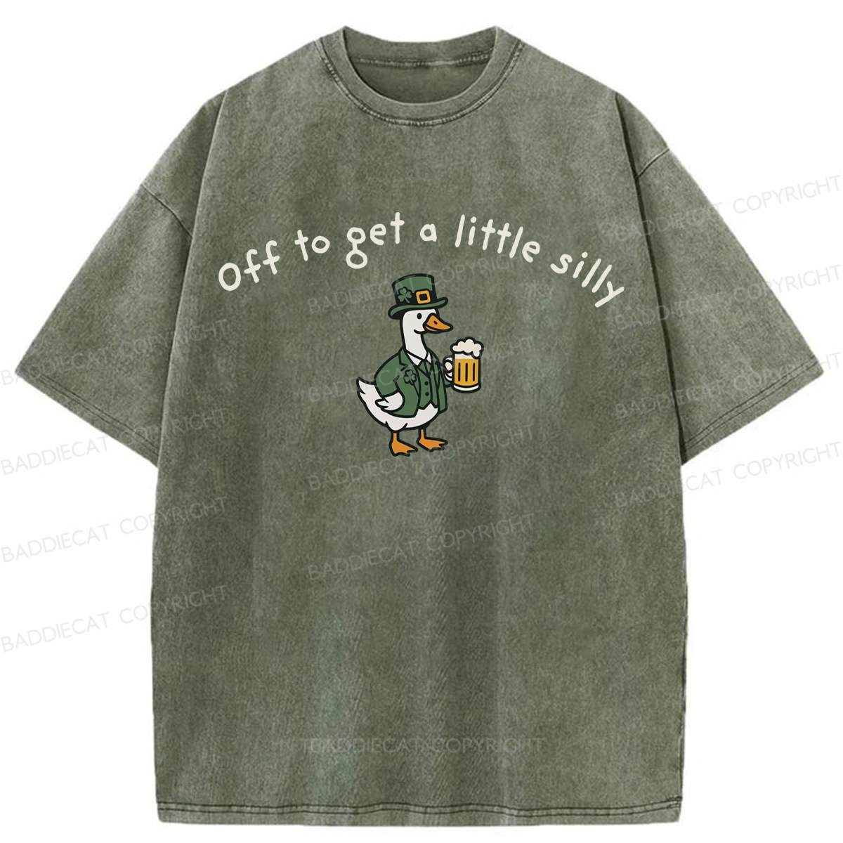 Baddiecat St Patricks Day Goose Washed T-shirt