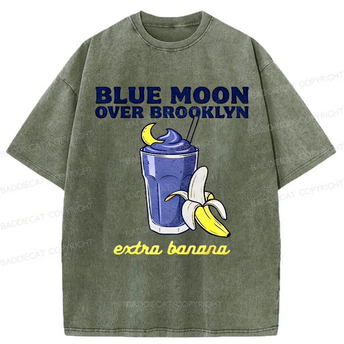 Baddiecat Heated Rivalry Blue Moon Over Brooklyn Extra Banana Washed T-shirt
