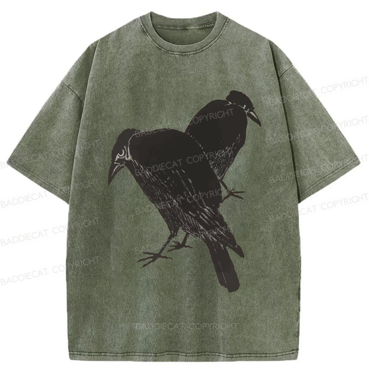 Baddiecat Two Ravens Washed T-shirt