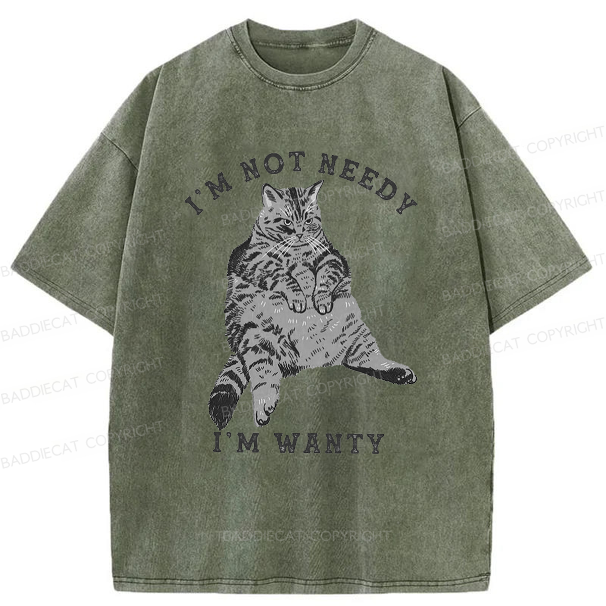 Baddiecat I Am Not Needy I Am Wanty Washed T-shirt
