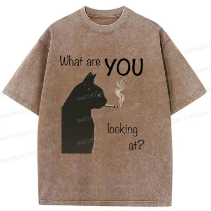 Baddiecat Smoking Cat Washed T-shirt