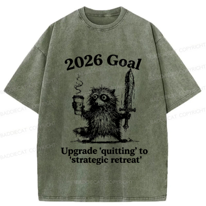 Baddiecat Raccoon 2026's Goals Washed T-shirt