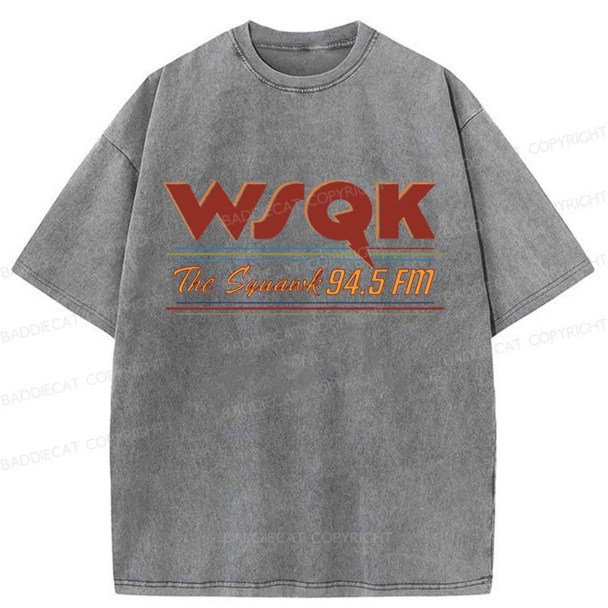 Baddiecat WSQK The Squawk 94.5 FM Retro Washed T-shirt