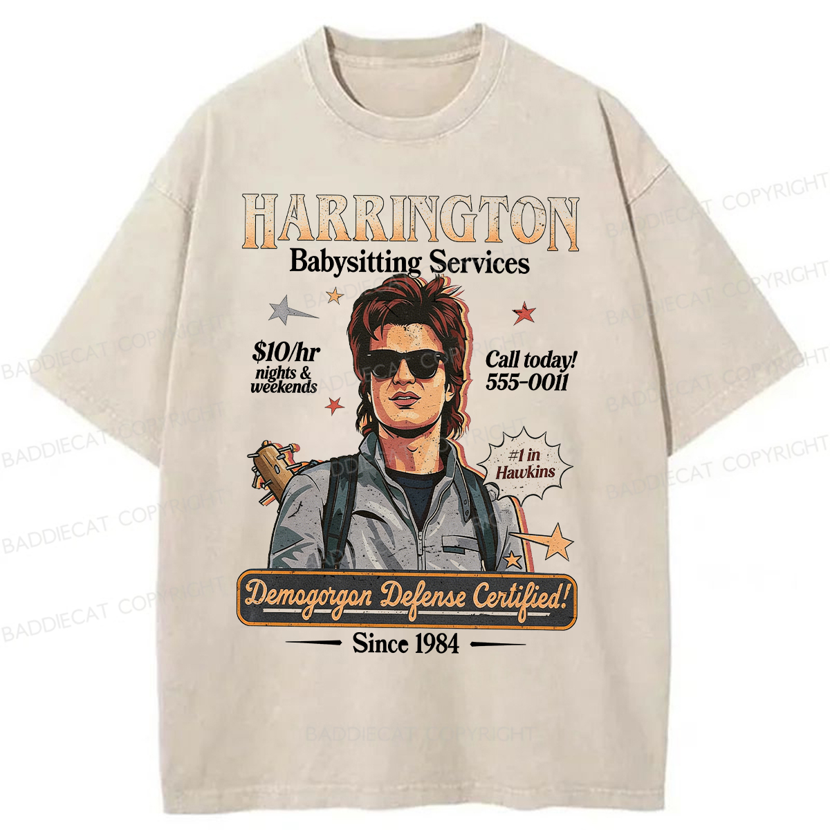 Baddiecat Babysitter Harrington Washed T-shirt