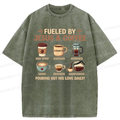 Baddiecat Jesus Coffee Washed T-shirt