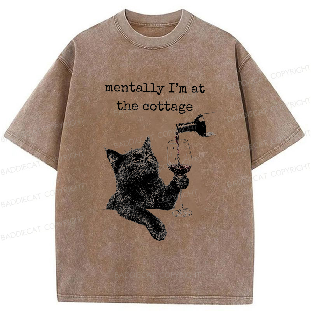 Baddiecat Depressed Black Cat Washed T-shirt