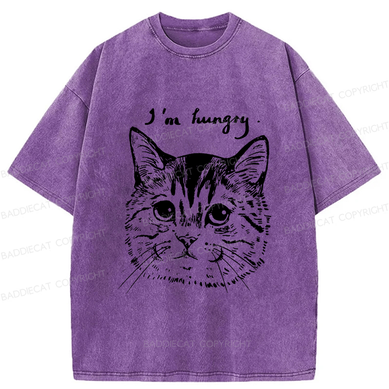 Baddiecat The Cat Hungry Washed T-shirt