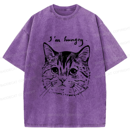 Baddiecat The Cat Hungry Washed T-shirt