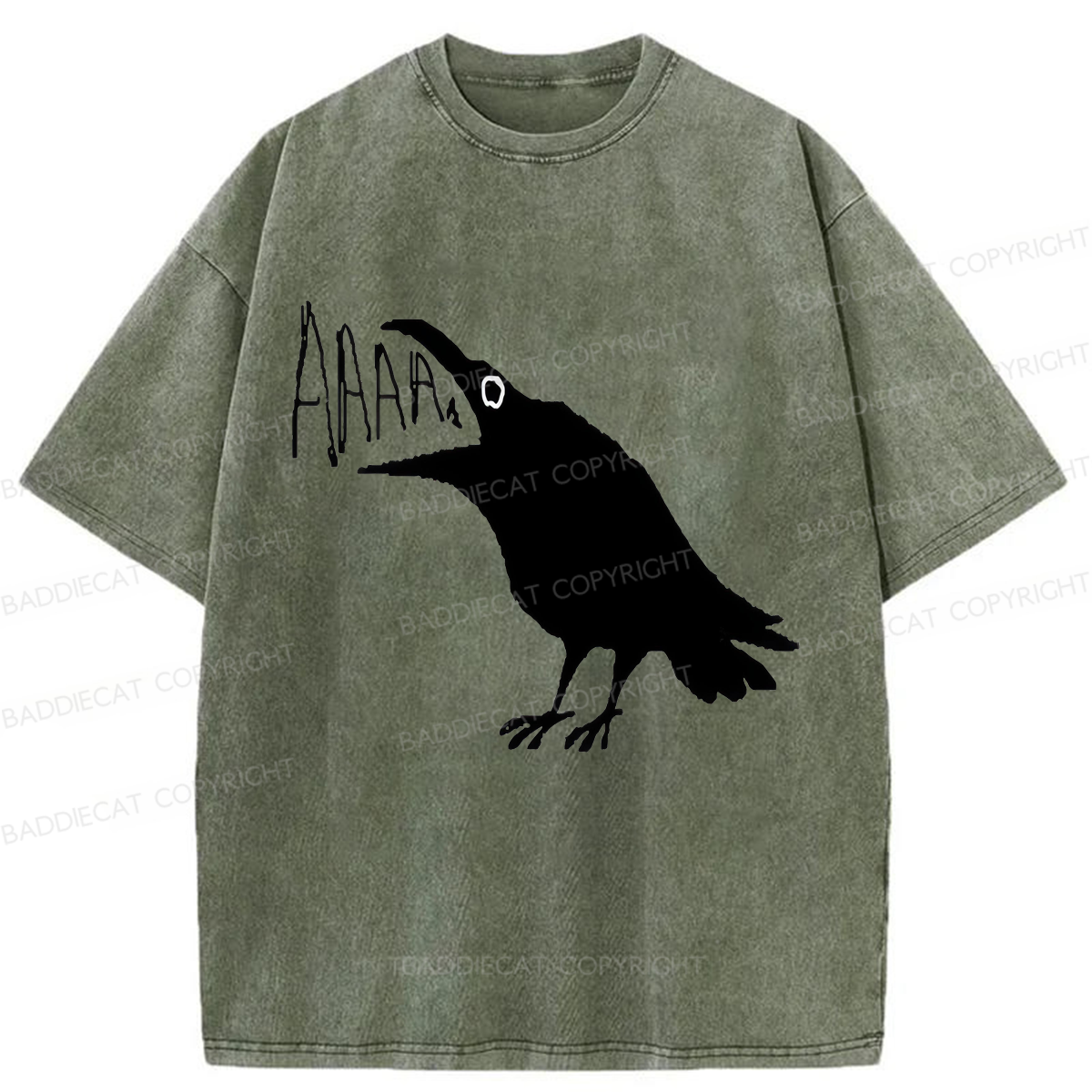 Baddiecat Screaming Crow Washed T-shirt