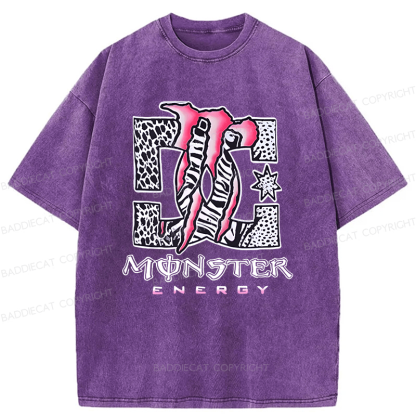 Baddiecat Y2K Monster Energy 2000s Grunge  Retro Emo Punk Festival Washed T-shirt
