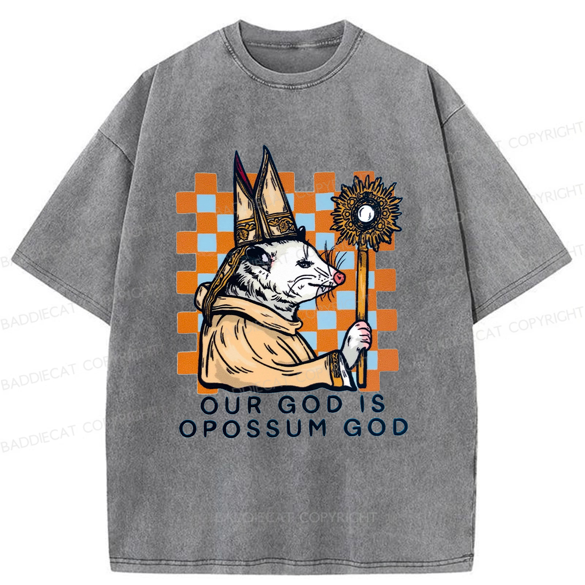 Baddiecat God Of The Possum Washed T-shirt