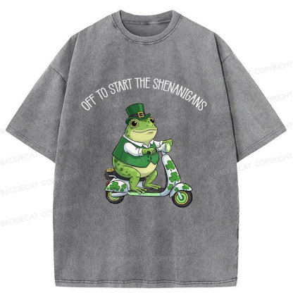 Baddiecat Off To Start The Shenanigans Washed T-shirt