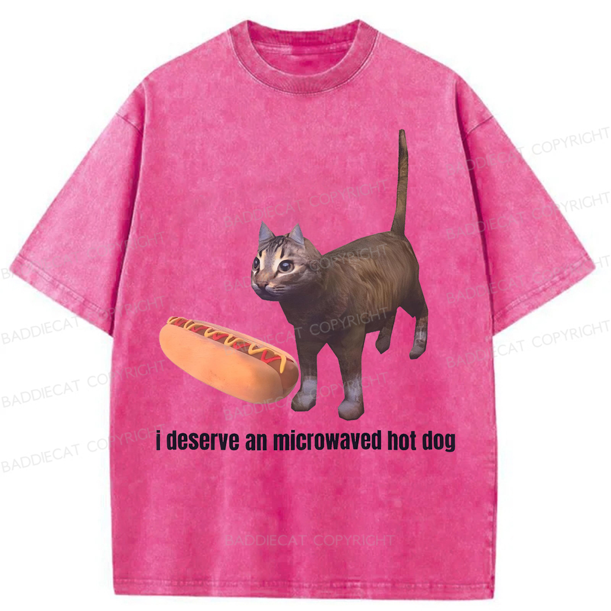 Baddiecat I Deserve An Microwaved Hot Dog Washed T-shirt