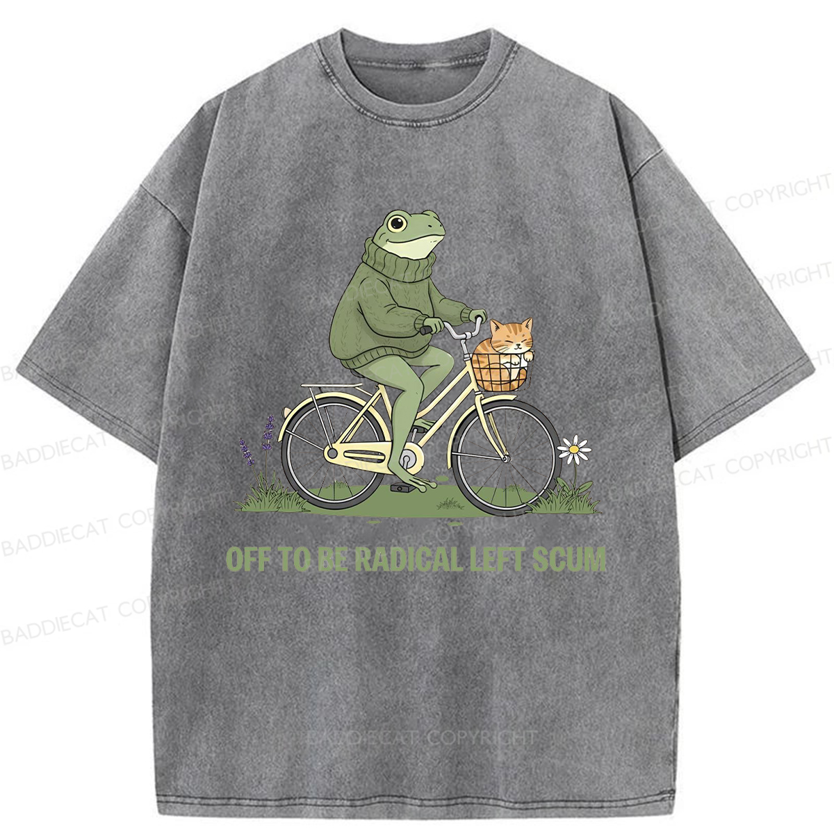Baddiecat Radical Frog Washed T-shirt