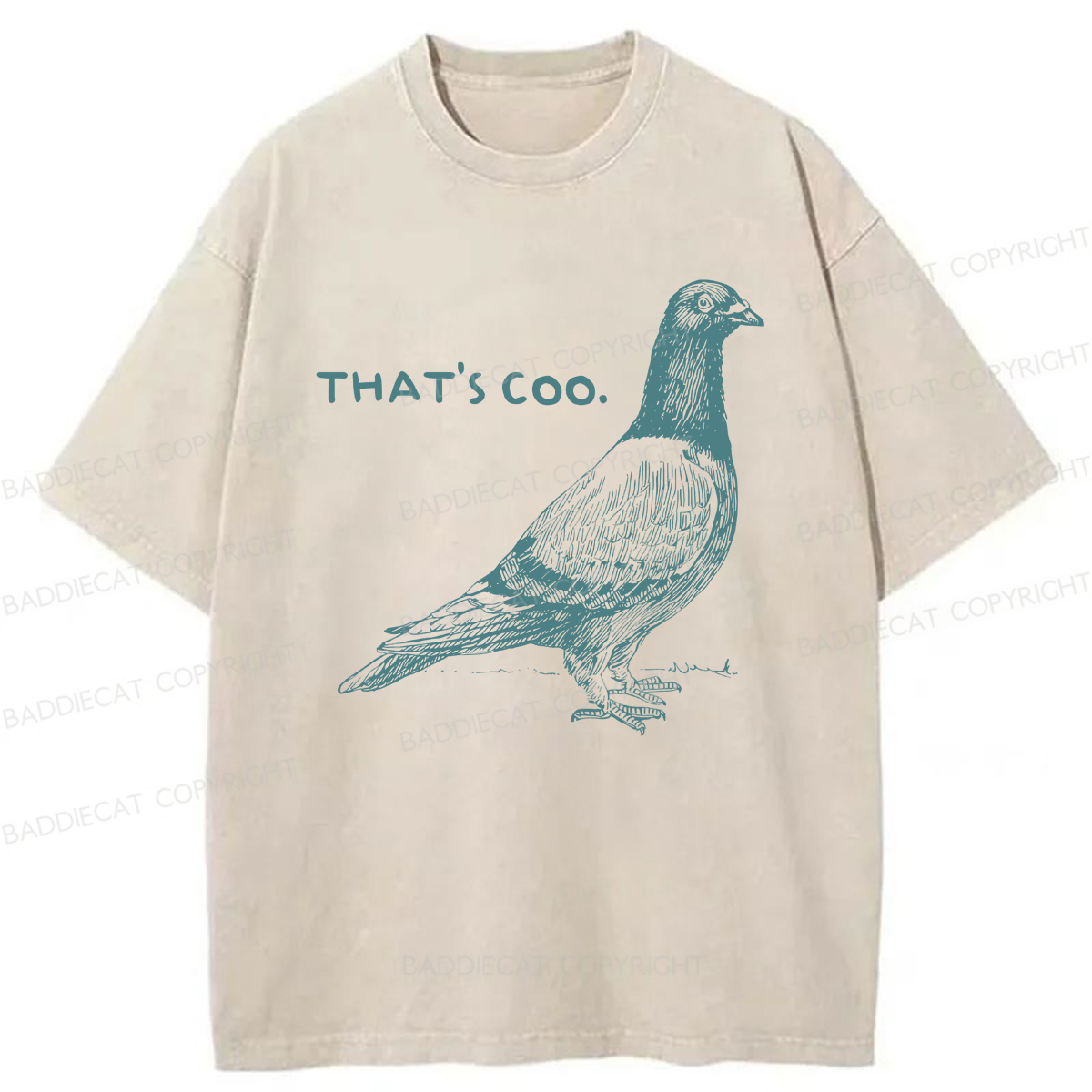 Baddiecat Funny Pigeon That's Coo Washed T-shirt